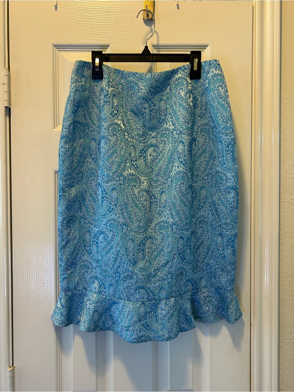 Baby Paris Paisley Pencil Skirt with Ruffle Hem Vintage